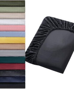 Jersey Warm Spannbettlaken Anthrazit 180x200cm Plüsch Fleece Topper Kuschelig Flauschig Cashmere Touch für Boxspringbett