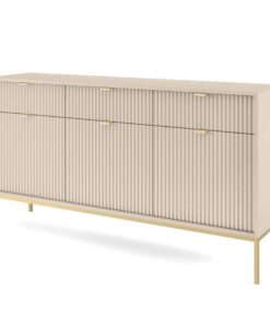 Selsey VELLORE - Dreitürige Kommode Beige fürs Schlafzimmer mit massiver Stabilität und großer Speicherkapazität