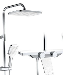 HomeLody Duschsystem Recycled Claim Standard Blended - Thermostat Funktion Glasablage Chrom - Duschangestell Komplettset