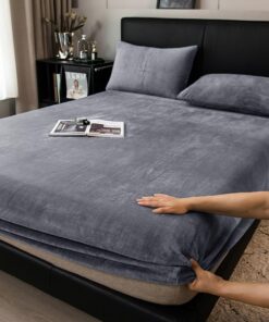 Flauschige Plüsch Spannbettlaken 200x200cm Grau Kuschelig für Kinder Winter OEKO-TEX STANDARD 100