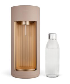 Mysoda Stilvoller Wassersprudler aus Holzkomposit und Aluminium - Für Latte-Konnoisseurinnen mit 1-Liter-Glasflasche & B