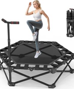 Klappbares Fitness-Trampolin 106cm + Tragfähigkeit 200kg + geräuscharm & bodenschonend + Kinder & Erwachsene + Indoor/Ou