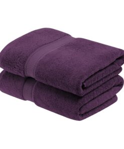 Superior 2-teiliges Badehandtuchset aus Baumwolle - pflaumenblau, 900 Gramm, minimalistisch und praktisch für dieWhole F