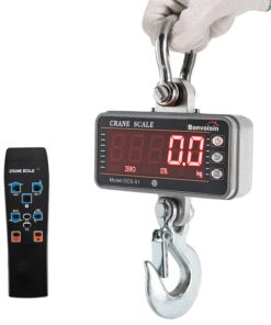 Bonvoisin Digitalkranwaage – industrielle, tragbare Elektronische Kranwaage mit Fernbedienung & 5-LED-Anzeige, 1000 kg
