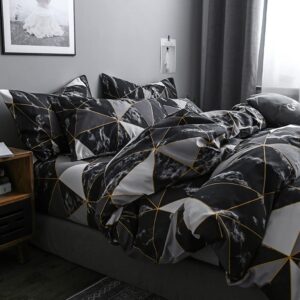 Omela Bettwäsche Marmor Optik Schwarz Weiß Modern 4teilig Wendebettwäsche Omela Bettwäsche Marmor Optik Schwarz Weiß Mic