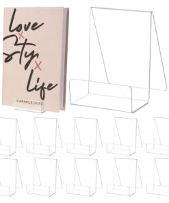 QWORK® Acryl Bücherständer, Transparent 12 Stück, für Bücher und Kunstwerke, moderner Displayständer, 12 Stück