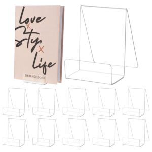 QWORK® Acryl Bücherständer, Transparent 12 Stück, für Bücher und Kunstwerke, moderner Displayständer, 12 Stück