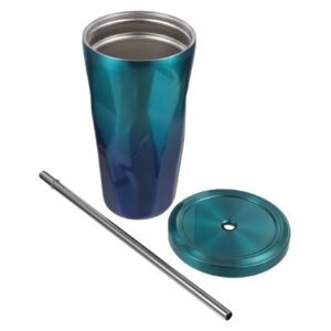 OUNONA Tumbler mit Strohhalm und Doppelwand für Wasser und Kaffee - imperfectes Diamond-Design - Einfach und praktisch z