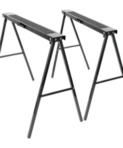 Harbour Housewares 2er Set Schwarz Klappbare Sägepferde mit Metallbeinen - Robuste Workbench Ständer für Werkstatt