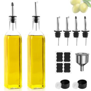 **2 x 500 ml Essig und Ölspender - Olivenölflasche mit Trichter und Anlaufgeschütztem Deckel** | **Glasflasche für Küch