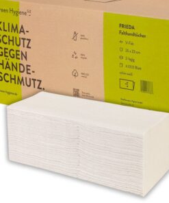 Green Hygiene FRIEDA V-Falz Handtuchpapier 23 cm x 25 cm EU Ecolabel | 4000 Blätter Karton