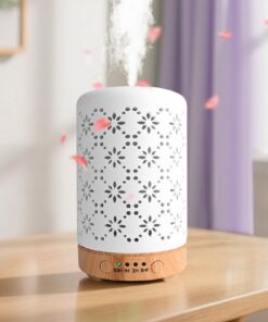Keramik Aroma Diffuser für Ätherische Öle und Schlafzimmer mit Ultraschall Luftbefeuchter Funktion und LED Lichteffekt