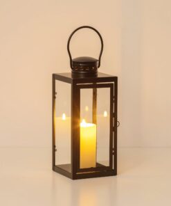 Staymoment Deko Laterne Schwarz für Draußen: 24 cm Windlicht klein outdoor Balkon Garten Beleuchtung