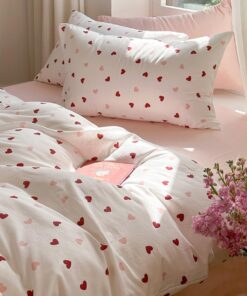 Lanqinglv Herztattoiertes Weißes Rosa Rotes Kinderbettwäsche Set 135x200 cm - ÖKO-TEX Weiche Microfasertextilien für Mäd