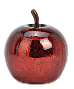G. Wurm Dekoleuchte Apfel (XS) Glas, Metallic Rot - Dekorativ, Tischlampe für/oauth.dx/Veranda, 10 LED, 1m Lichterkette