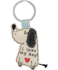 GRUSS & CO Sheepworld Schlüsselanhänger Hund gestickter Schriftzug Ananasblattfasern 10cm