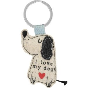 GRUSS & CO Sheepworld Schlüsselanhänger Hund gestickter Schriftzug Ananasblattfasern 10cm