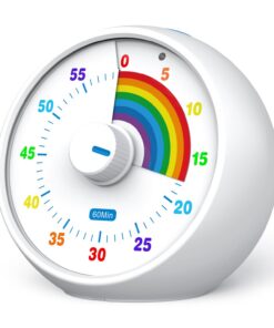 Visueller Timer für Kinder – 60-Minuten Countdown mit leisem Betrieb (Weiß, Regenbogenmuster)