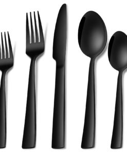 **30-teiliges Edelstahl Besteckset Partygröße Schwarz für Familie & Restaurant** | **Spiegelpoliertes 30-teiliges Edels