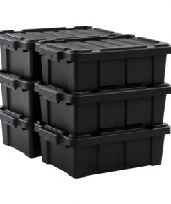 Iris Ohyama Heavy Duty Organisation_boxes 1|5L 6er-Set_rot_kompakt_robust_stapelbar_aufbewahrungsbox_garage_regale_umzug