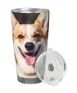 20 oz Vacuum Insulated Stainless Steel Tumbler for Travel with Happy Corgi Dog Print Cup
