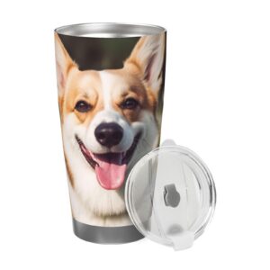 20 oz Vacuum Insulated Stainless Steel Tumbler for Travel with Happy Corgi Dog Print Cup