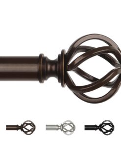 USFOOK Vorhangstange Bronze 80 bis 148 cm, 22 mm Durchmesser, Dekorative Gardinenstangen für Wohnzimmer mit Florale Ends
