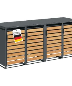 STEELSØN Kestra Anthrazit Mülltonnenbox 4er bis 120L – hochwertige, witterfest und mit Sichtstreifen versehene Mülltonne