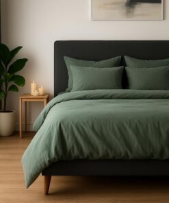 Bettwäsche 135x200 Baumwolle Öko-TexMade in EU 2-teilig mit Reißverschluss - Dunkler Salbei