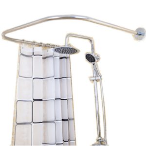 Duschvorhangstange U Form 31,5-51,2in ohne Bohren, Duschvorhangstange für Badewanne und Umkleidekabine,stützarm für Dusc