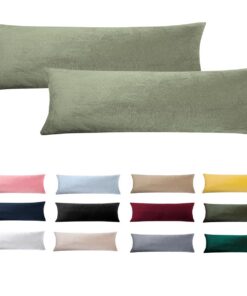 Seitenschläferkissen Bezug 40x145 Salbeigrün Samt Weich Kuschelig decorator Kissenbezug
