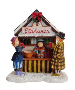 Marktstand Glühweinstand - Winterwelt Weihnachtsfiguren B6 x T5 x H8 cm | Weihnachtliche Miniatur-Figuren - Winterwelt
