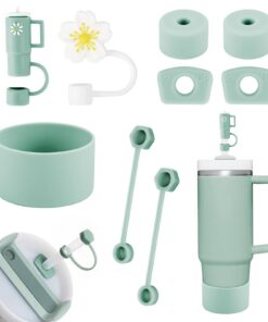 Stanley Cup Zubehör Ciusdkler 9 Stück (6 Auslaufschutz, 2 Halm Abdeckungen, 1 Silikonhülle) für 1,2l & 850ml Matcha-Grün