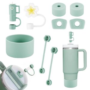 Stanley Cup Zubehör Ciusdkler 9 Stück (6 Auslaufschutz, 2 Halm Abdeckungen, 1 Silikonhülle) für 1,2l & 850ml Matcha-Grün