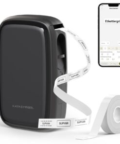 SUPVAN E16 Etikettendrucker Bluetooth für Büro und Zuhause mit wasserdichten, selbstklebenden Etiketten in Schwarz