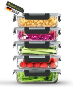 Lemontree Vorratsdosen mit Deckel Luftdicht - Mikrowellengeeignet für Meal Prep.Boxen - Spülmaschinenfest - Aufbewahrung