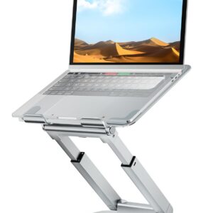 Tounee Laptopständer Silber gehobenes Design für Schreibtisch Nutzung, höhenverstellbar, passend für Laptops von 10 bis