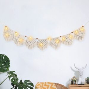 Boho Deko Makramee Wandbehang Mit 3M LED Lichterkette Für Wohnzimmer Boho Deko