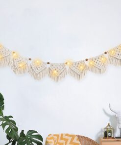 Boho Deko Makramee Wandbehang Mit 3M LED Lichterkette Für Wohnzimmer Boho Deko