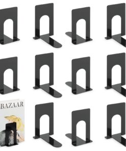 TOSAVGA Hochwertige Buchstütze, Metall, Schwarz, ideal für Bücher, DVDs und Magazine - 100 x 70 x 130mm TOSAVGA 6 Paar