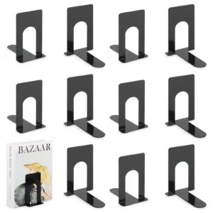 TOSAVGA Hochwertige Buchstütze, Metall, Schwarz, ideal für Bücher, DVDs und Magazine - 100 x 70 x 130mm TOSAVGA 6 Paar