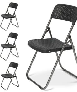 Sekey Klappstuhl 4er Set - Garten- und Campingstuhl mit Wasserdicken Rattan-Optik - Schwarz | Global Recycled Standard