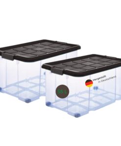 Novaliv Transparente Euroboxen 55l Grau Anthrazit Kinder Spielzeugaufbewahrung