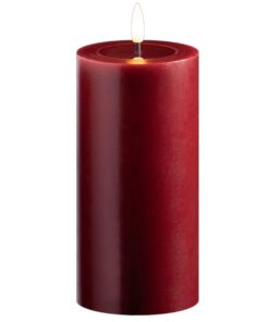 Novaliv Große LED Stumpenkerze Rot -Ideal für Weihnachtsdeckenbeleuchtung -2 AA Batterien Nötig -7,5cm Ø 15cm Höhe