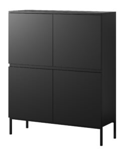 Selsey Kommode Schwarz 100 cm 4 Türen 8 Fächer Bemmi Schrank Aufbewahrungssaal