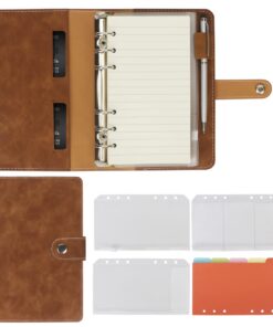 Skycase A6 Ringbuch Nachfüllbar - 6-Ring Notizbuch für Büro und Schule im Brown DIN A6