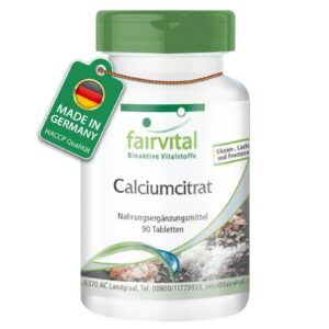 Fairvital Calciumcitrat Tabletten - Höhdosis - 300mg Calcium - 90 Tablets - Vegan - Rein ohne Zusatzstoffe