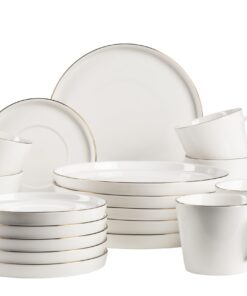 MÄSER Serie Sita Tellerset für 6 Personen - schlicht und elegantes weißes Porzellan mit Goldrand | MÄSER Serie Sita Tel