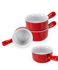 Henten Home Suppenschalen mit Henkel - Mikrowellen und Ofenfest - Ideal für Müsli/Pasta - 400 ml - 4 Stück