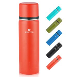 SANTECO Thermoskanne 1l BPA-Frei für Sport und Reisen | SANTECO Auslaufsicher Thermosflasche 500ml für Kinder und Erwac